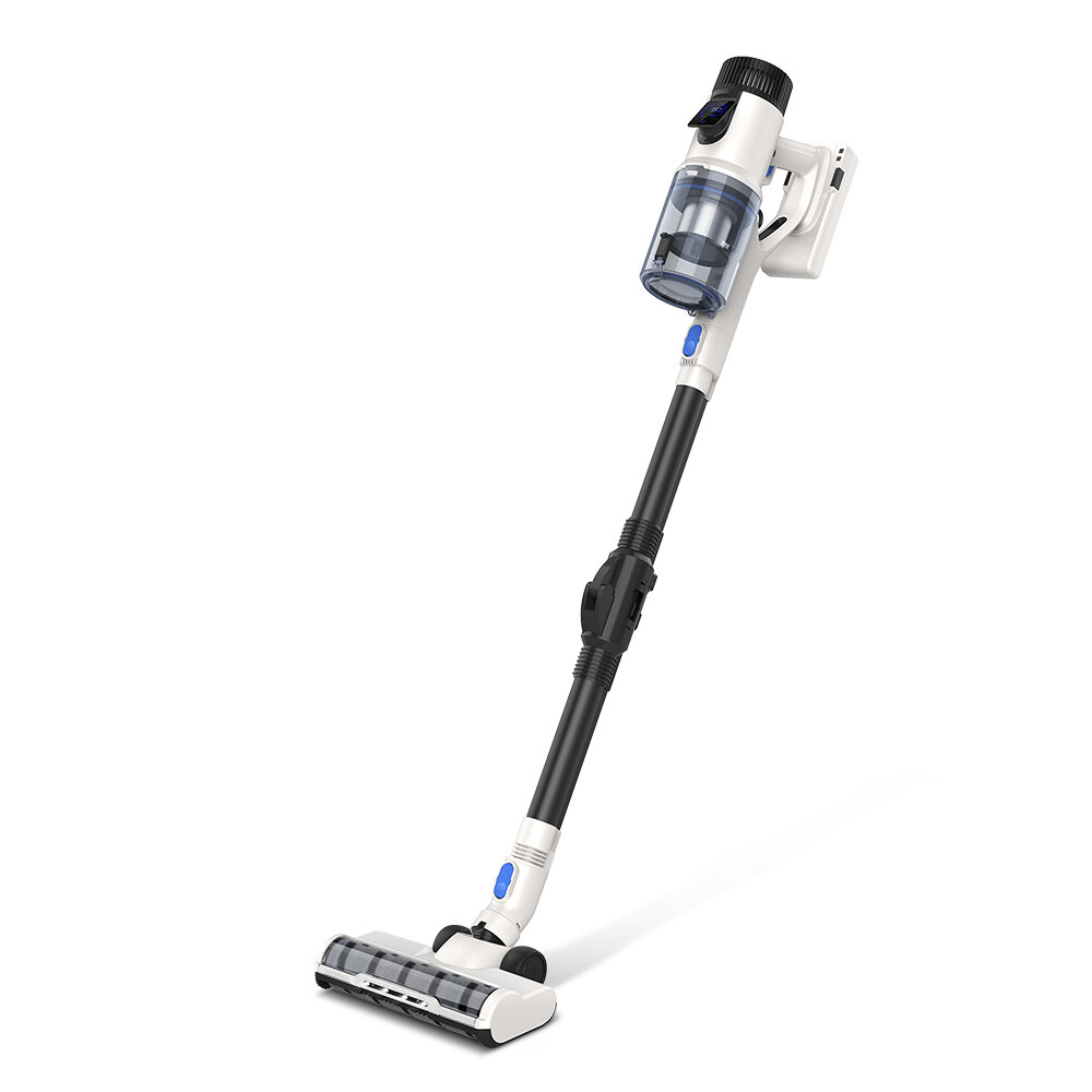 BlitzWolf BW-HC1 Cordless Stick Flexible Handheld Vacuum Cleaner 3 Gear Speed 350W 25000Pa Powerful Suction LED Display Lightweight with Multiple Brush Heads - White