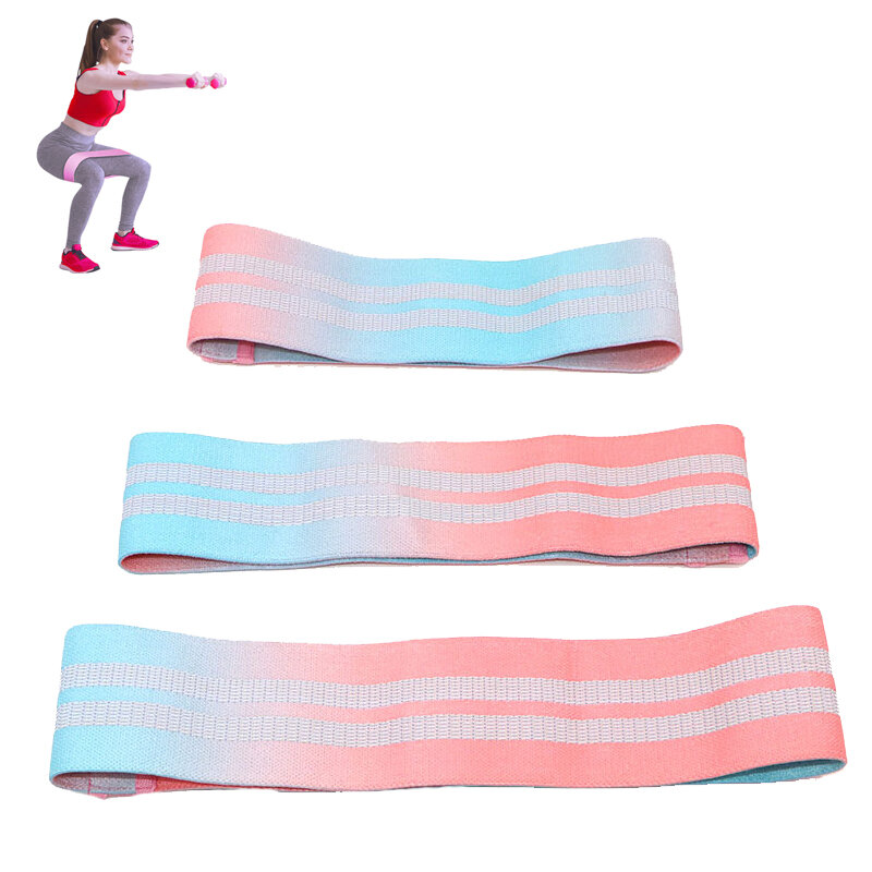 1PC Gradient Color Hip Training Resistance Band Home Fitness Yoga Belt Legs Muscle Elastic Band Exer