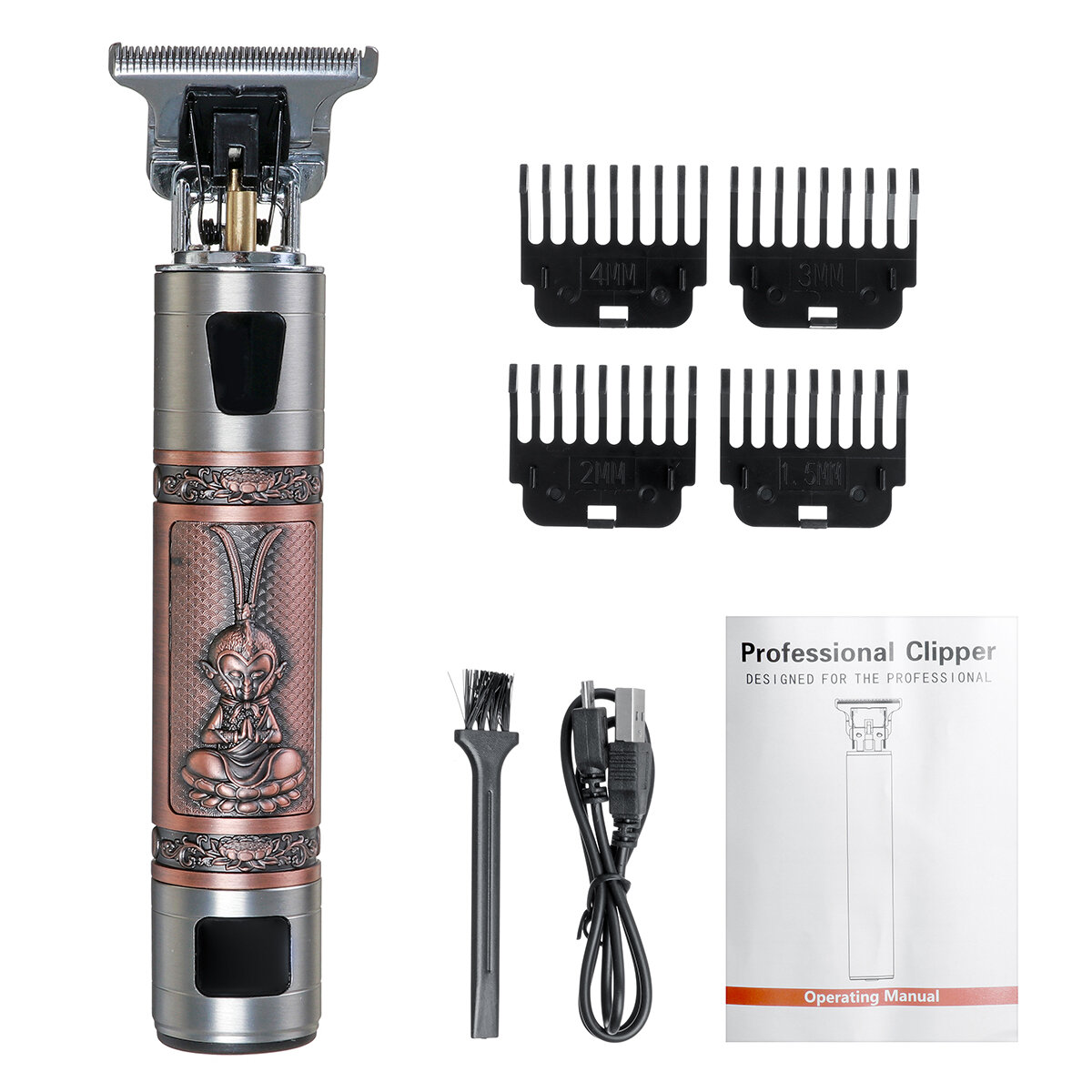 

Rechargeable Electric Hair Clipper Trimmer LCD Display Cordless Shaver W/ 4 Limit Combs