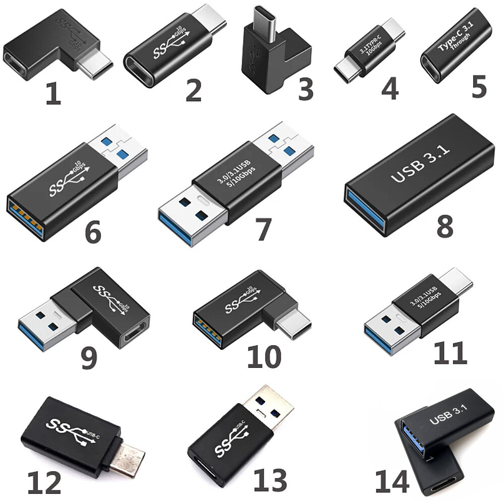 USB3.0 USB3.1 to Type-C Adapter Supports 5-10GB Adapter 5A Audio And Video Adapter Jack Power Connector Charging Adapter