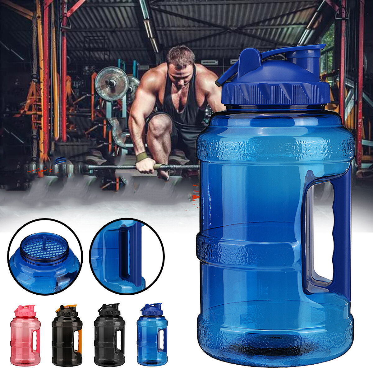 2.5L Large Capacity Sports Water Bottle with Handle PET Portable Bucket Cup Outdoor Sports Fitness Cup