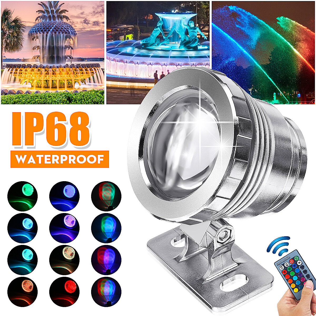 20W RGB LED Spot Lights Underwater Pool Pond Garden Lamp Waterproof + Remote