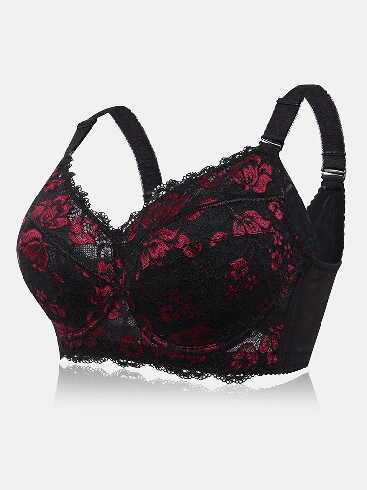 $23.99 (reg $46) Plus Size Push Up Embroidery Thin Full Coverage Cotton Linning Gather Bras
