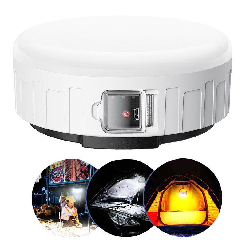 Lâmpada de emergência à prova d'água XANES® externa de 3 modos LED Lâmpada de acampamento Luz de trabalho suspensa de carga USB Luz noturna de mercado