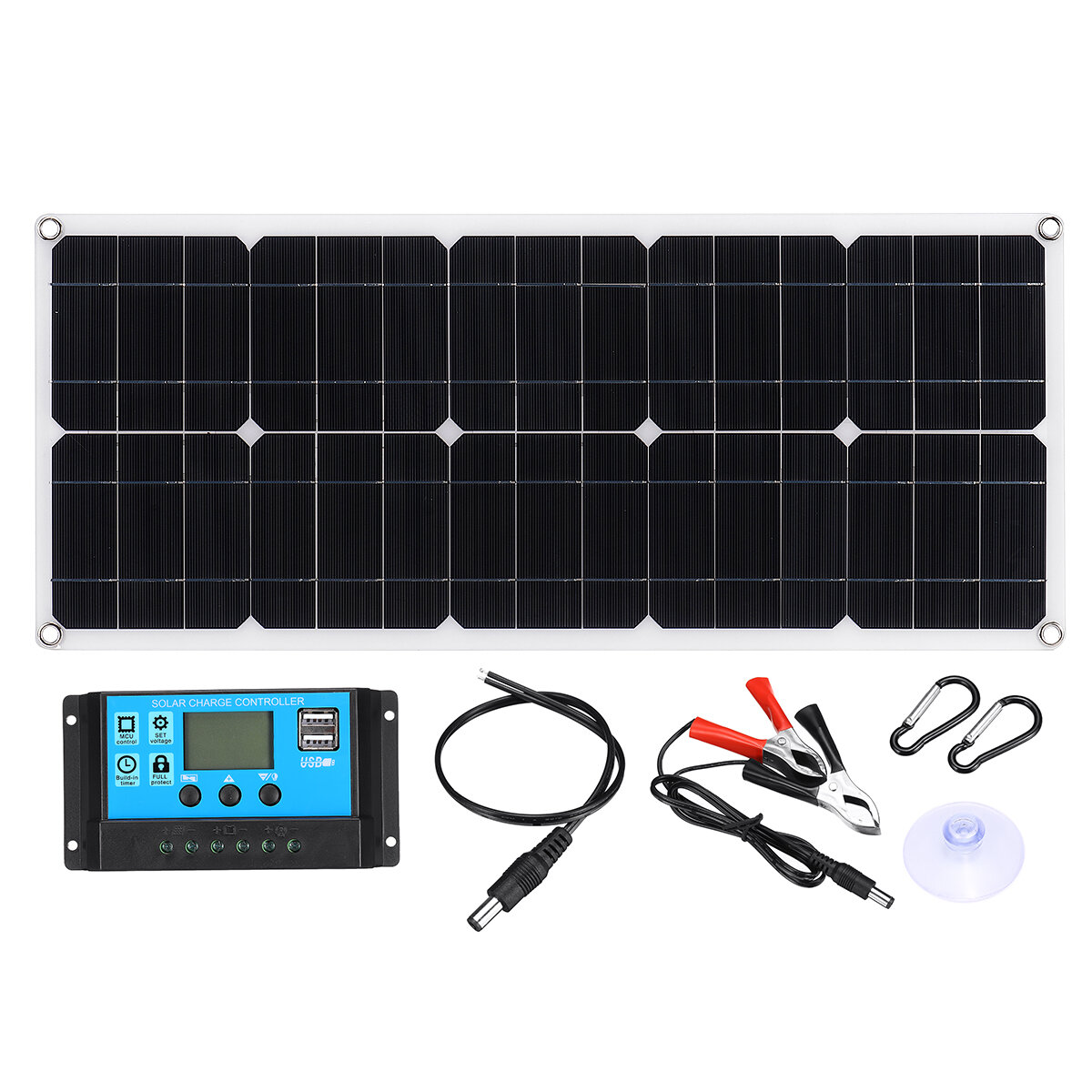 100W 18V Solar Panel Polycrystalline USB/DC Dual Output Battery Charger With 10A Controller Outdoor Camping Travel