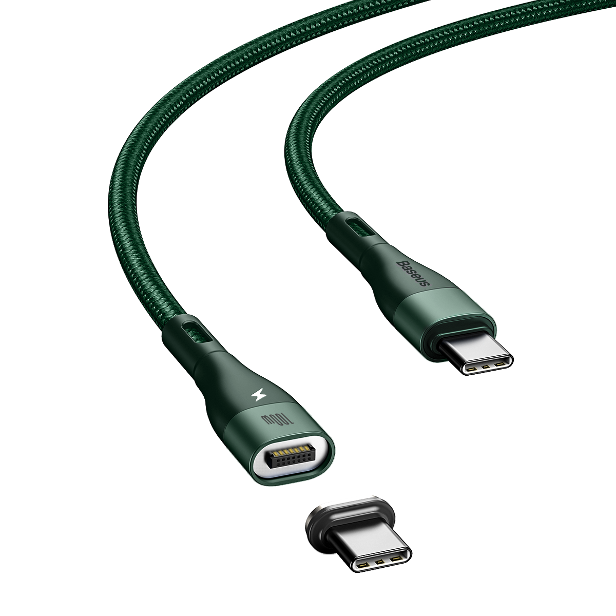 

[2 Pack] Baseus 100W Zinc Magnetic USB-C to USB-C Data Cable PD QC Fast Charging Data Transmission Cord Line 1.5m Long F
