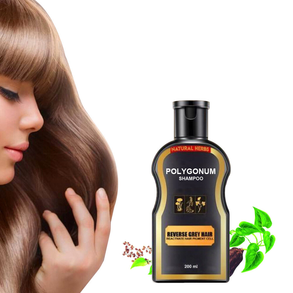 

1 Pcs 200ml Grey Reverse Hair Color Polygonum Multiflorum Ginger Hair Care Hair Darkening Cleansing Shampoo
