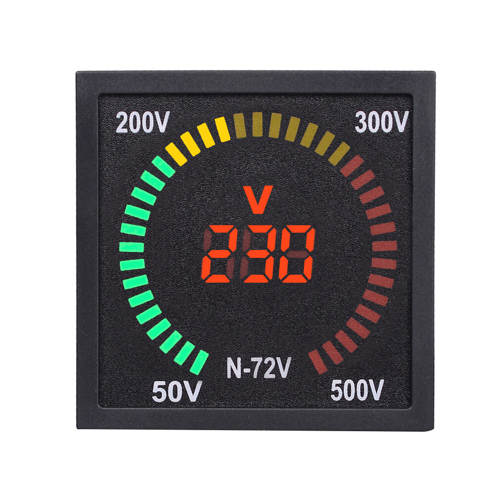 N-72V 50V ~ 500V 73mm Paneel LED Display Voltage Meter 68mm Gatmaat Voltmeter AC 220 V Digitale Span