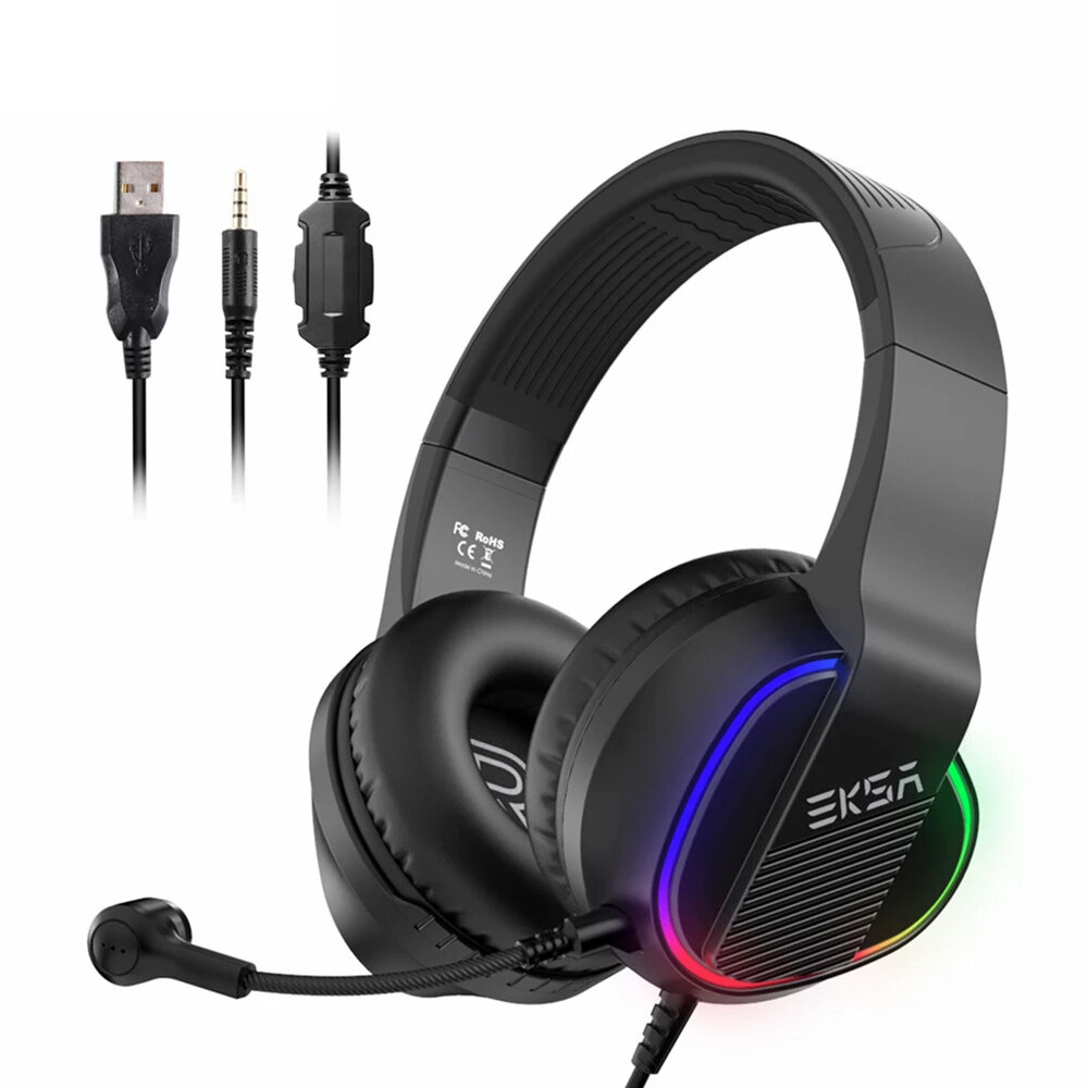 

EKSA E400 Gaming Headset Gamer 3.5mm Stereo Wired Headphones with Microphone RGB LED Lights For PS4/PC/Xbox One/Nintendo