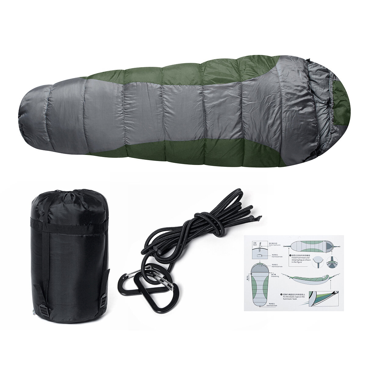Bolsa de dormir individual de poliéster impermeable 210T de 230x50cm para acampar y viajar al aire libre.