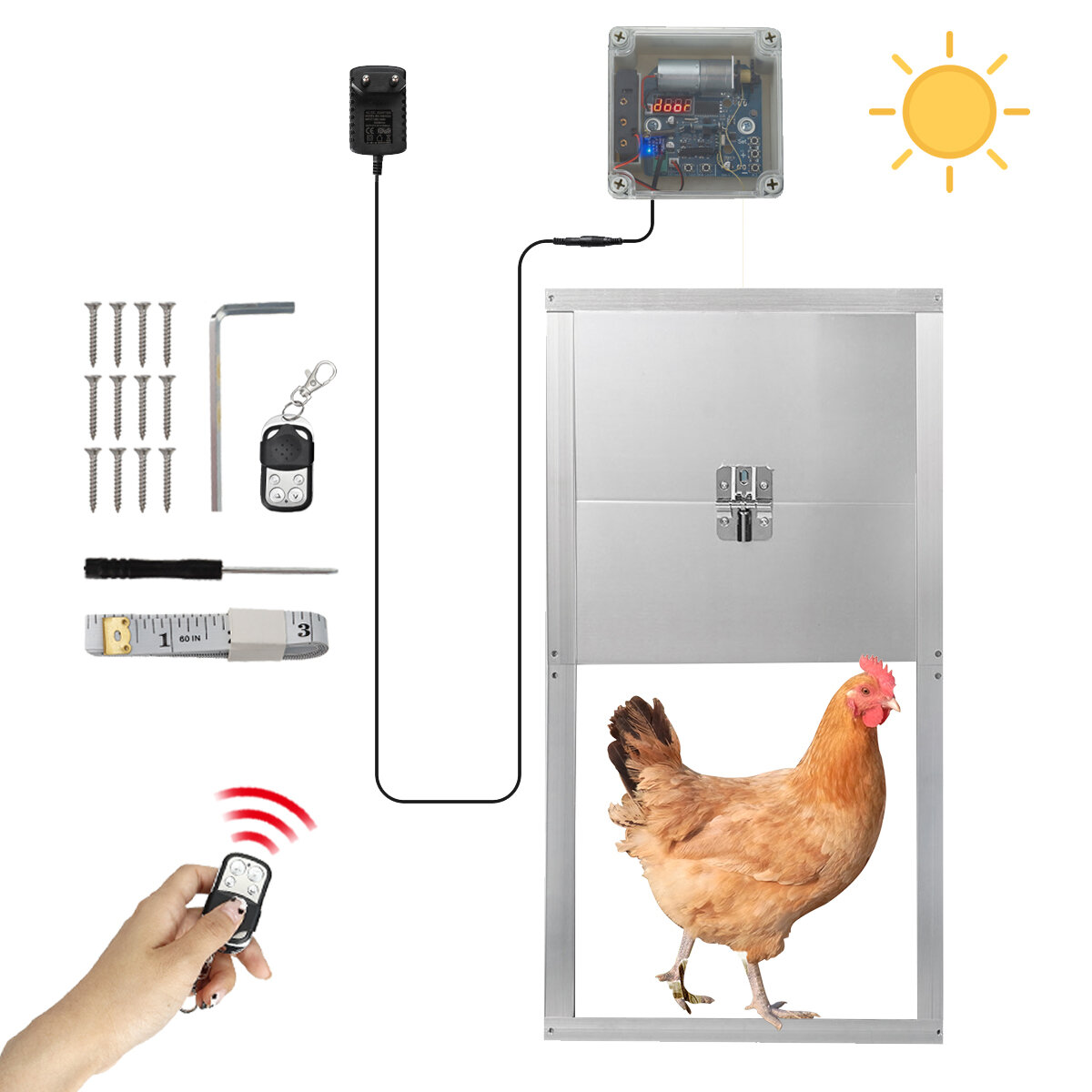 

Waterproof Automatic Chicken Coop Door Opener Remote Control Timer for Chicken Hens and Ducks