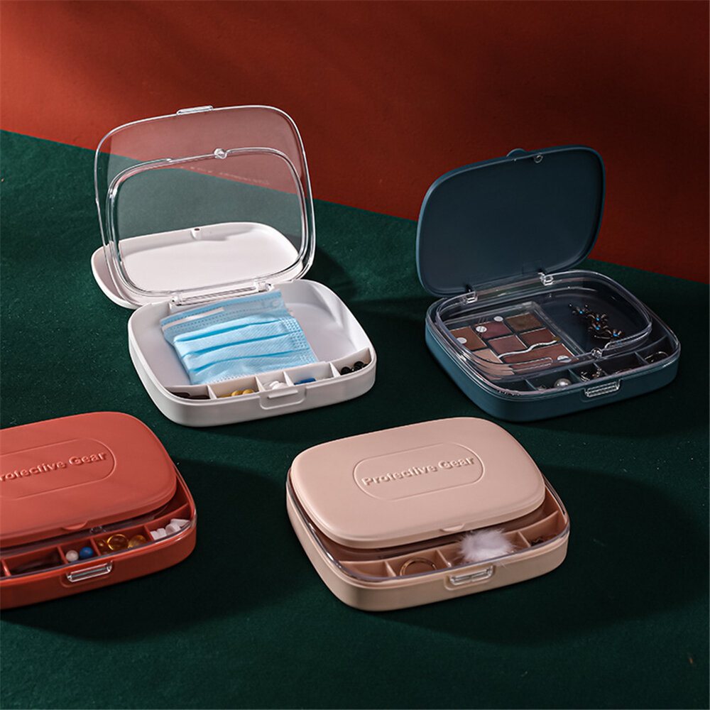 

1pc Mini Portable Pill Box Organizer Grid Design Large Capacity Seal up Waterproof Pillbox Dispenser Mini Case Travel Su