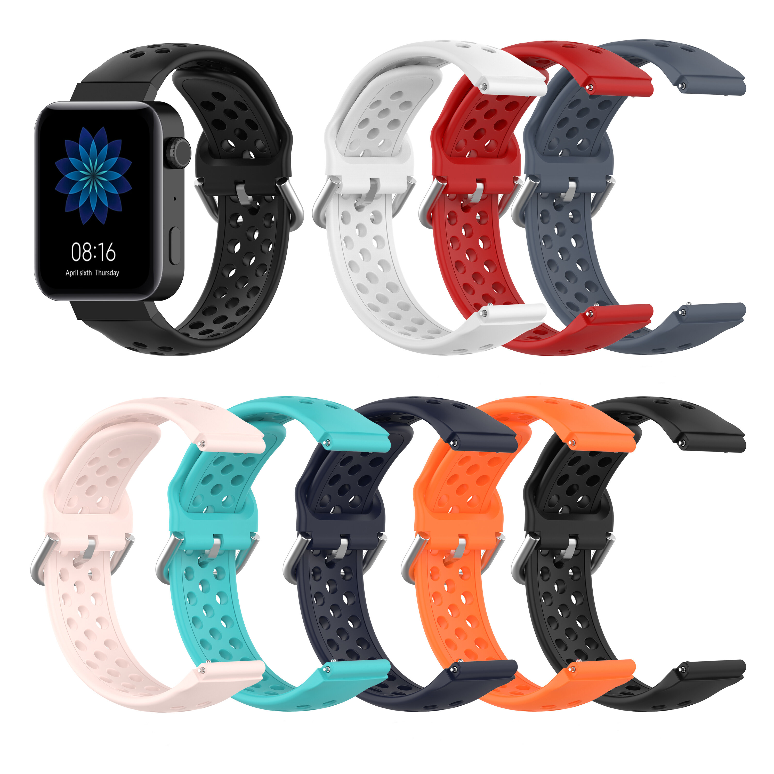 Bakeey 18 mm stomatale siliconen slimme horlogeband vervangende riem voor Xiaomi Smart Watch niet-or