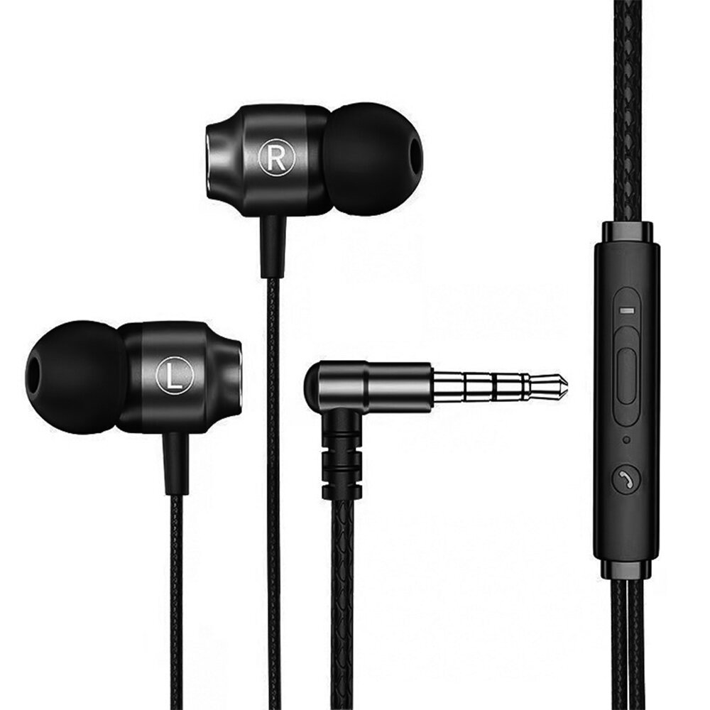 Metal Wired Earphone 7.1 Channel HiFi Stereo Bass HD Audio Multiple Noise Reduction 3.5mm Magnetic Wired Control In-ear