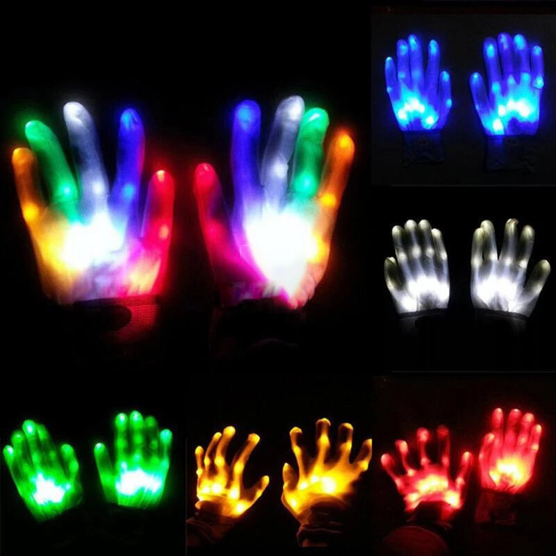 

LED Halloween Glowing Gloves Light-up Halloween Dance Party Flashing Glove Christmas Decor Luminous Hand Finger Gloves