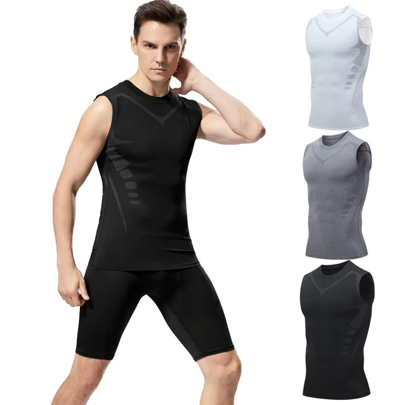 

TENGOO Gym Sports Shirt Sleeveless Quick-dry High Elastic Printing Fashion Fitness Sportswear for Running Hiking Fashing