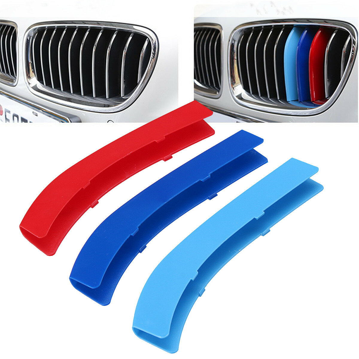 

3pcs Front Side Auto grid Grill Grille Cover Clip Car Trim Strip For BMW 5 Series F10 F11 F18 14-17