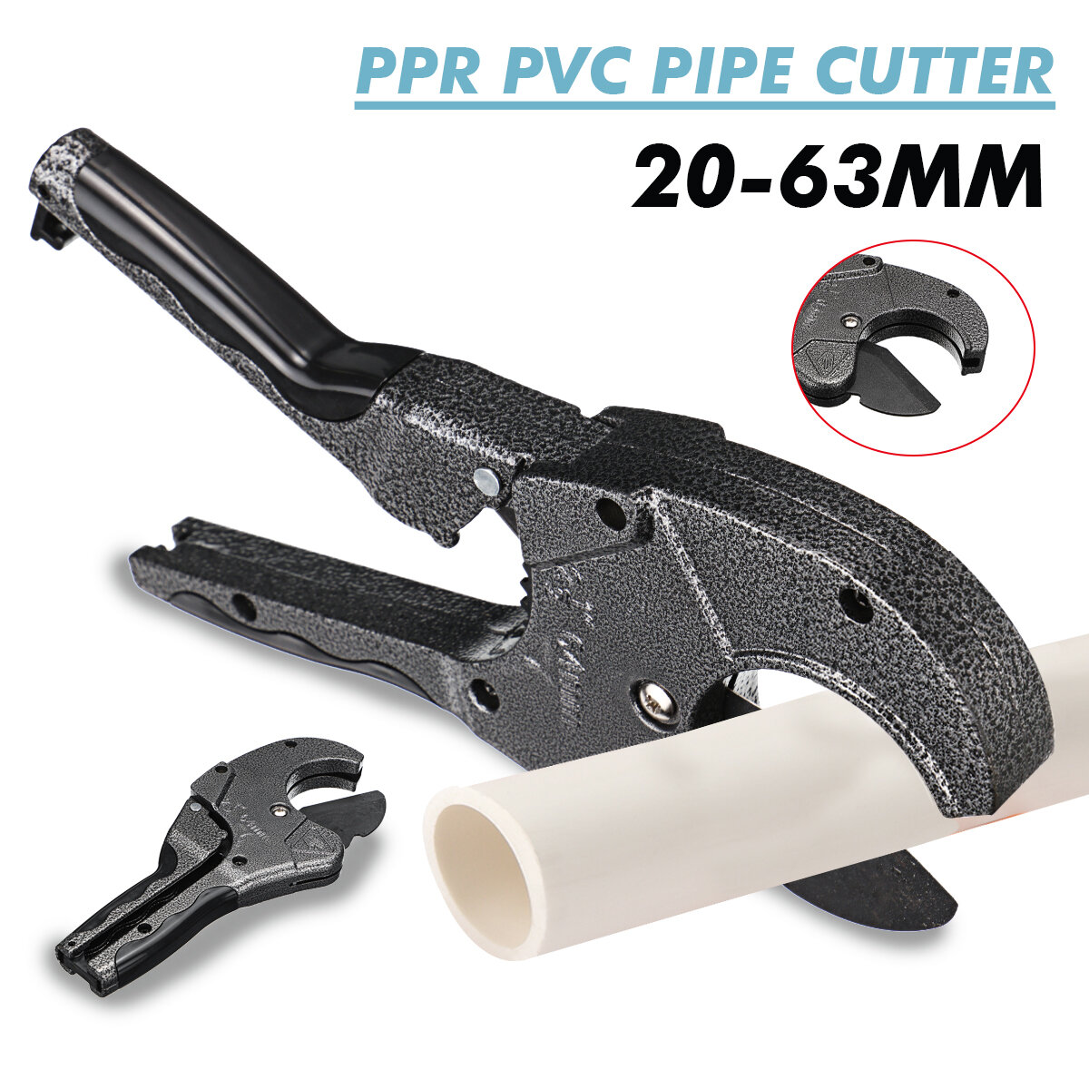 Aluminum Alloy Portable PVC PPR Pipe Cutter Hose Ratchet Action Up To 63mm Tube