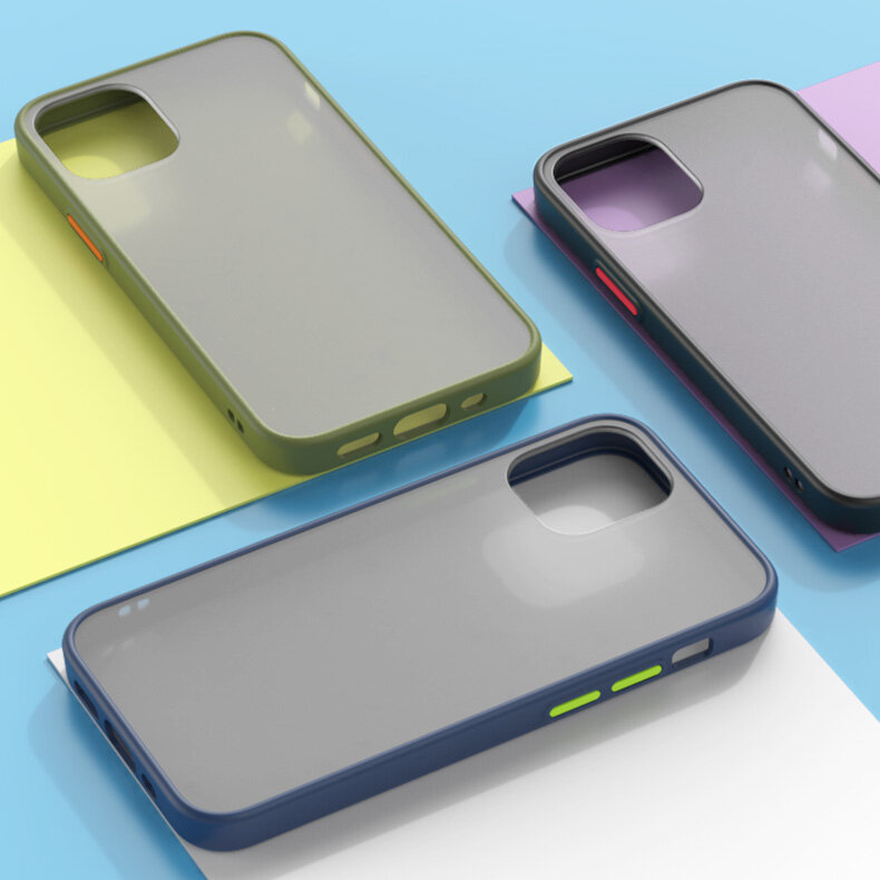 Bakeey voor iPhone 12 Pro Max Case Schokbestendig Anti-fingerprint Mat Doorschijnend Hard PC & Soft 