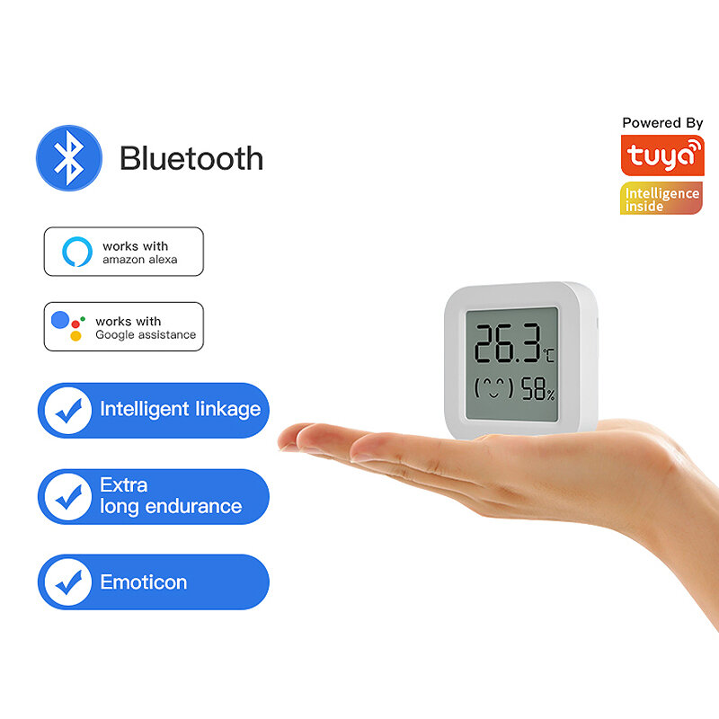 Tuya Smart Bluetooth-temperatuur-vochtigheidssensor LCD Realtime weergave APP Bewaking op afstand In