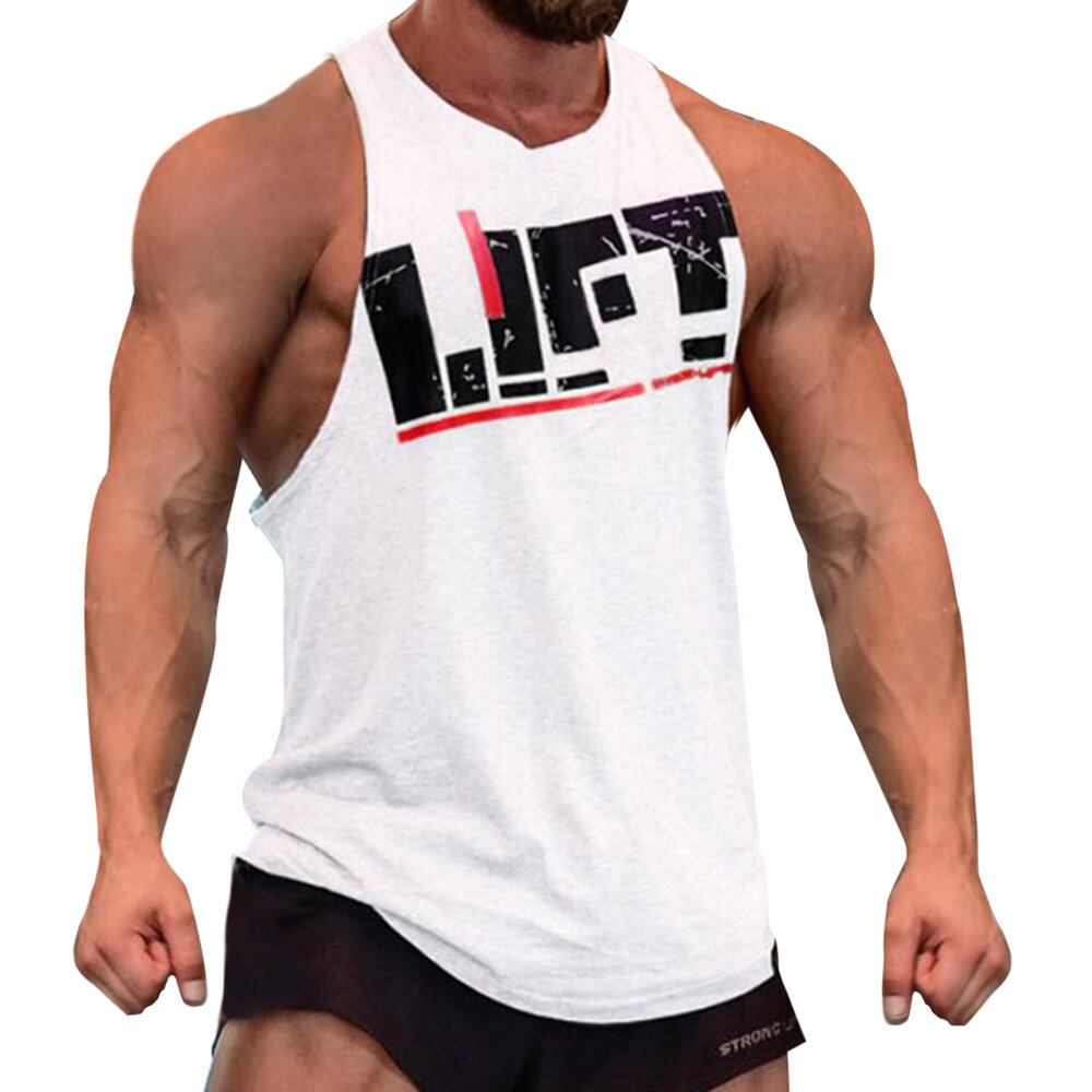 Men vest muscle y-back tank tops bodybuilding sleeveless sport fitness ...