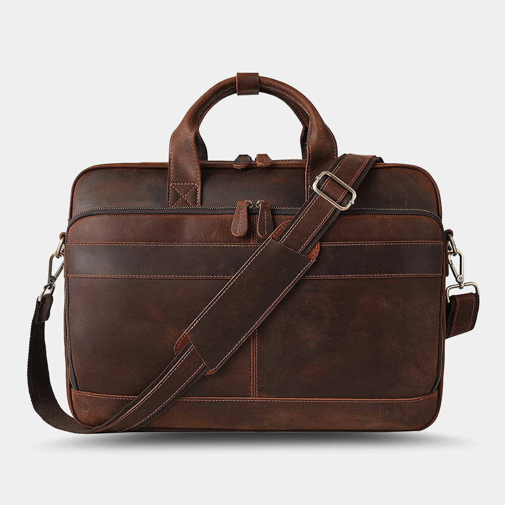

Ekphero Men Multi-pocket Large Capacity Business Handbag Crossbody Bag Vintage 15.6 Inch Laptop Bag Briefcase Teacher Ba