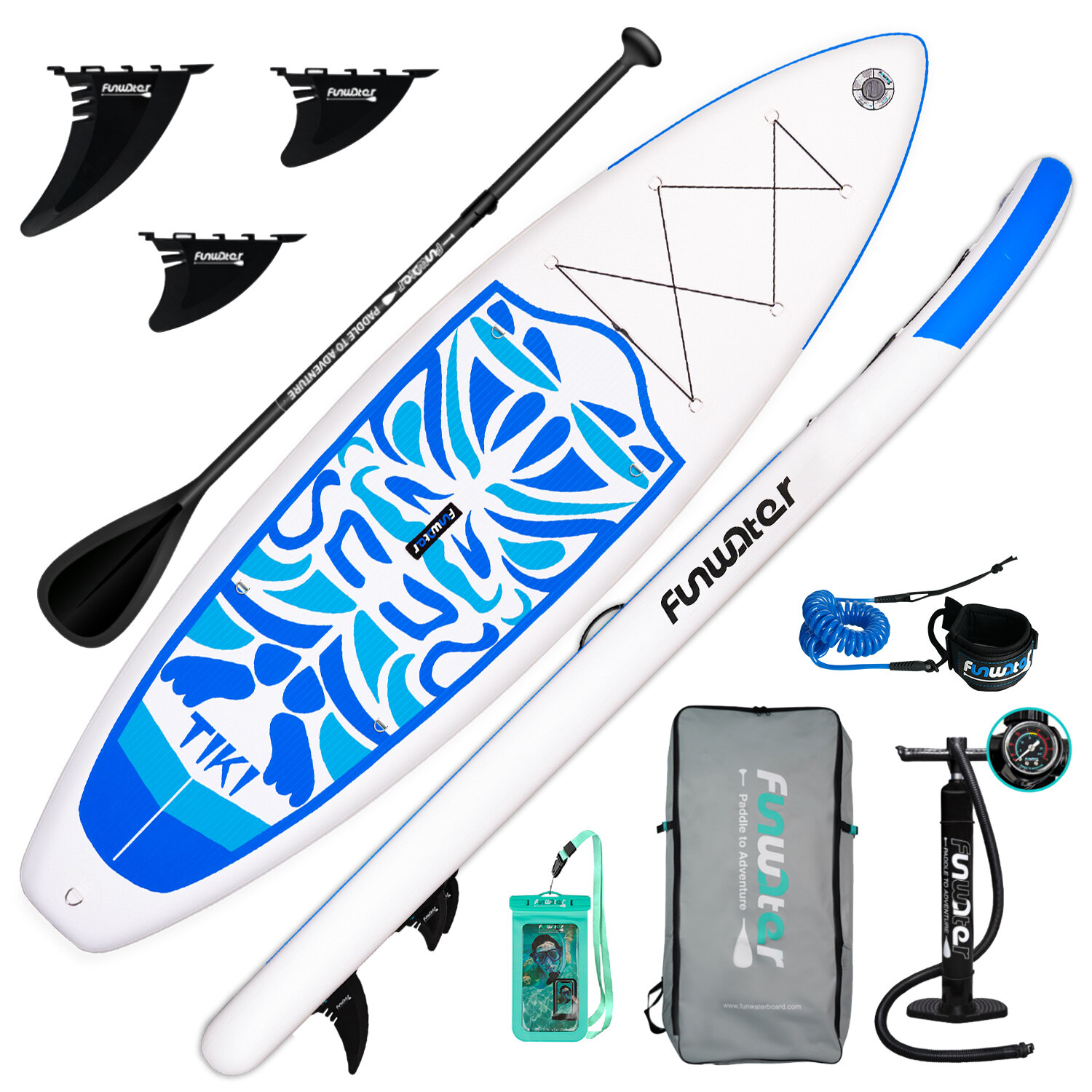 

[EU Direct] FunWater Inflatable Ultra-Light (17.6lbs) Stand Up Surfboard for All Skill Levels Everything Included with S