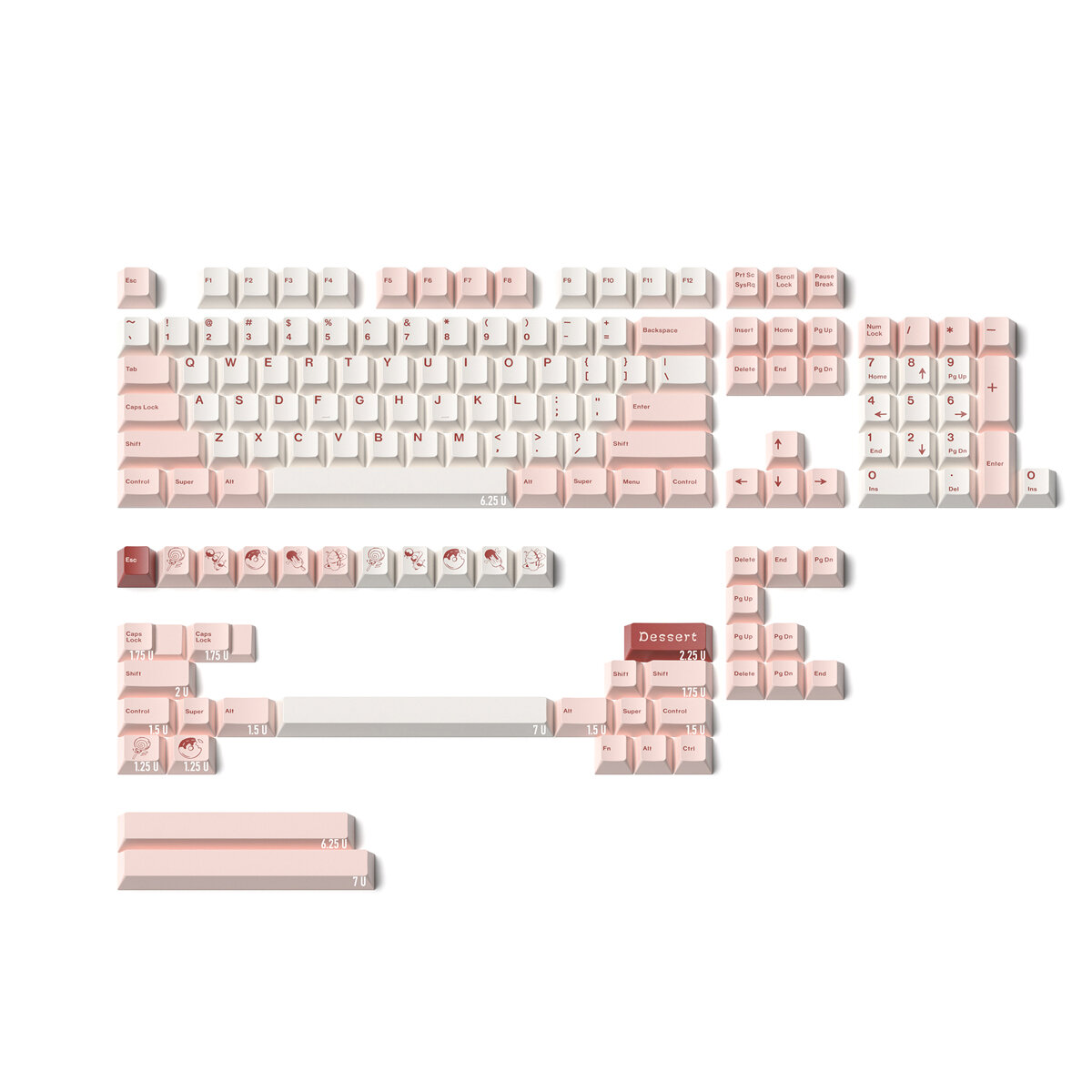 145 Keys Dessert PBT Keycap Set Cherry Profile Sublimation Custom Keycaps for Mechanical Keyboards