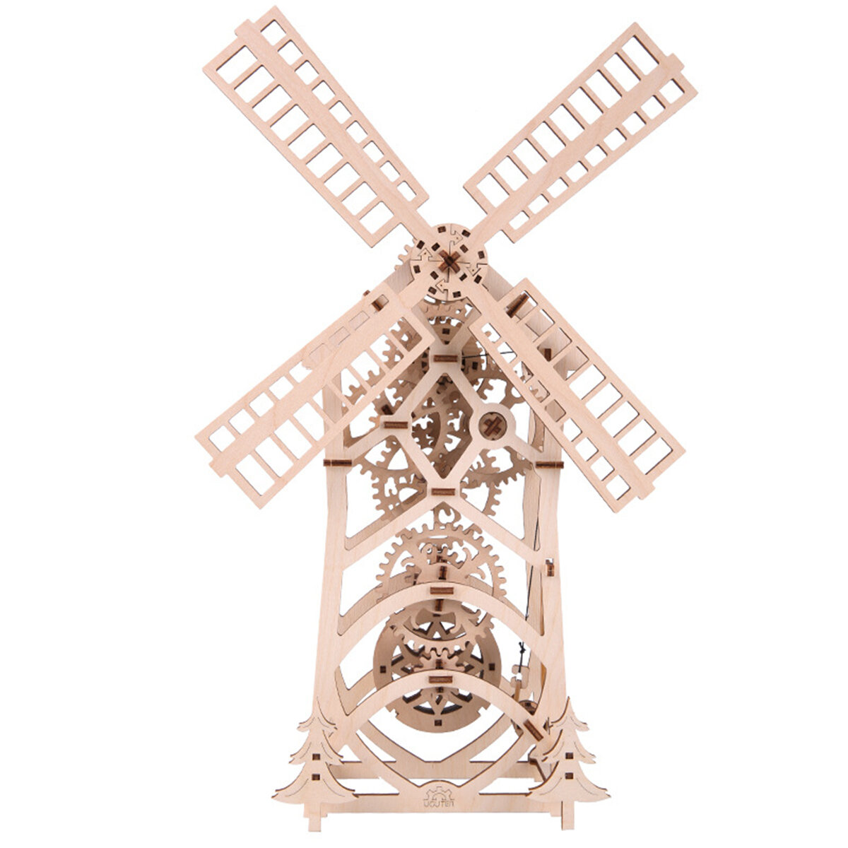 

3D Wooden Windmill Puzzle DIY Mechanical Transmission Model Assembly Toys Creative Gift