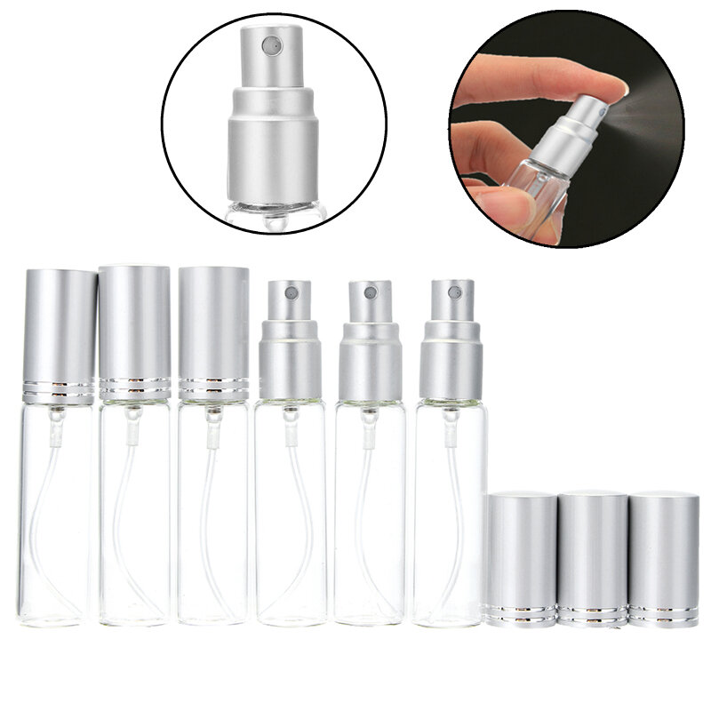 6db 10ml átlátszó üveg permet palackok hordozható fertőtlenítő eszközök kézfertőtlenítő üveg üres kozmetikai csomagolótartály