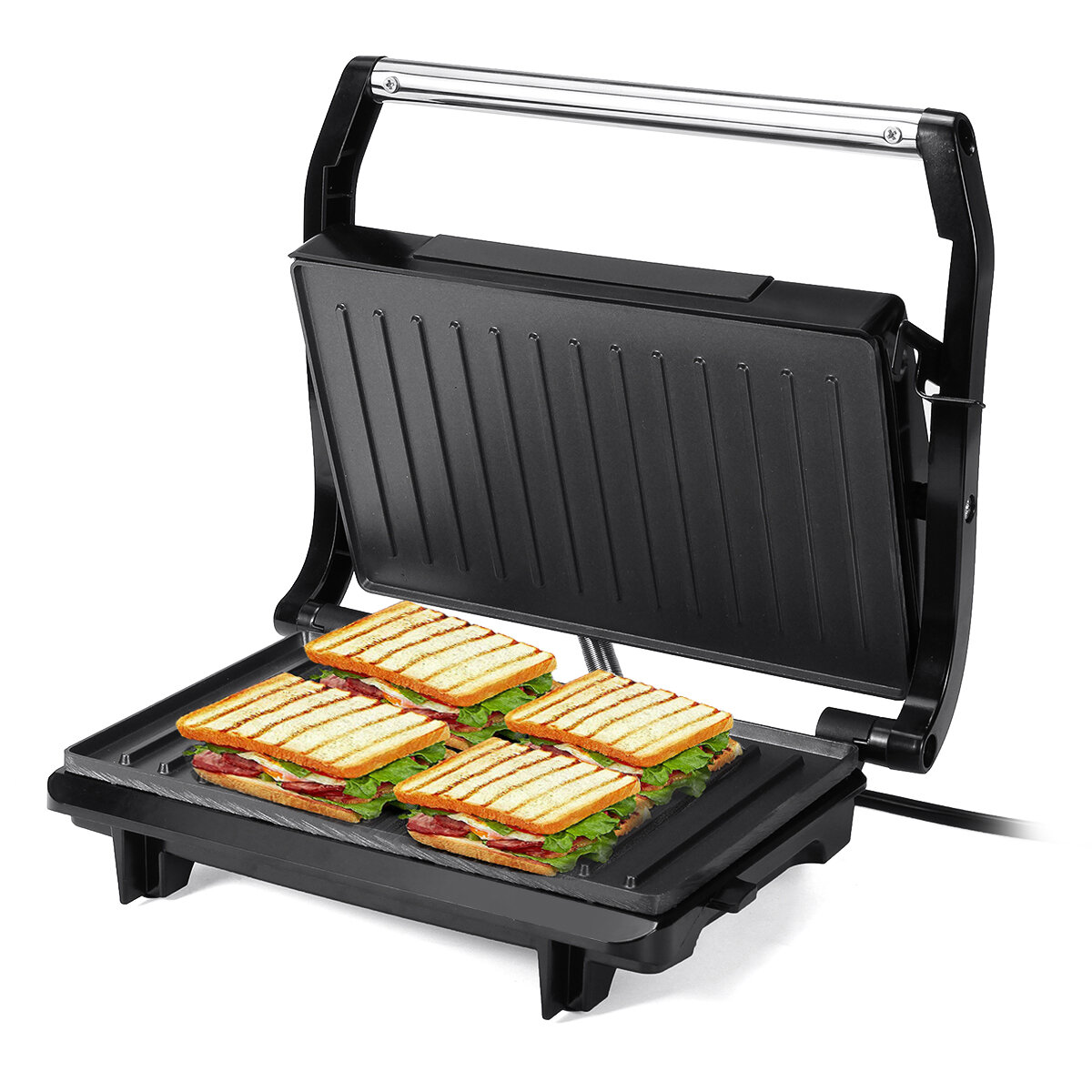 Dubbelzijdig 750W Sandwich Maker Elektrische Panini Ontbijt Maker Non Stick Steak Grill Voor Thuis K
