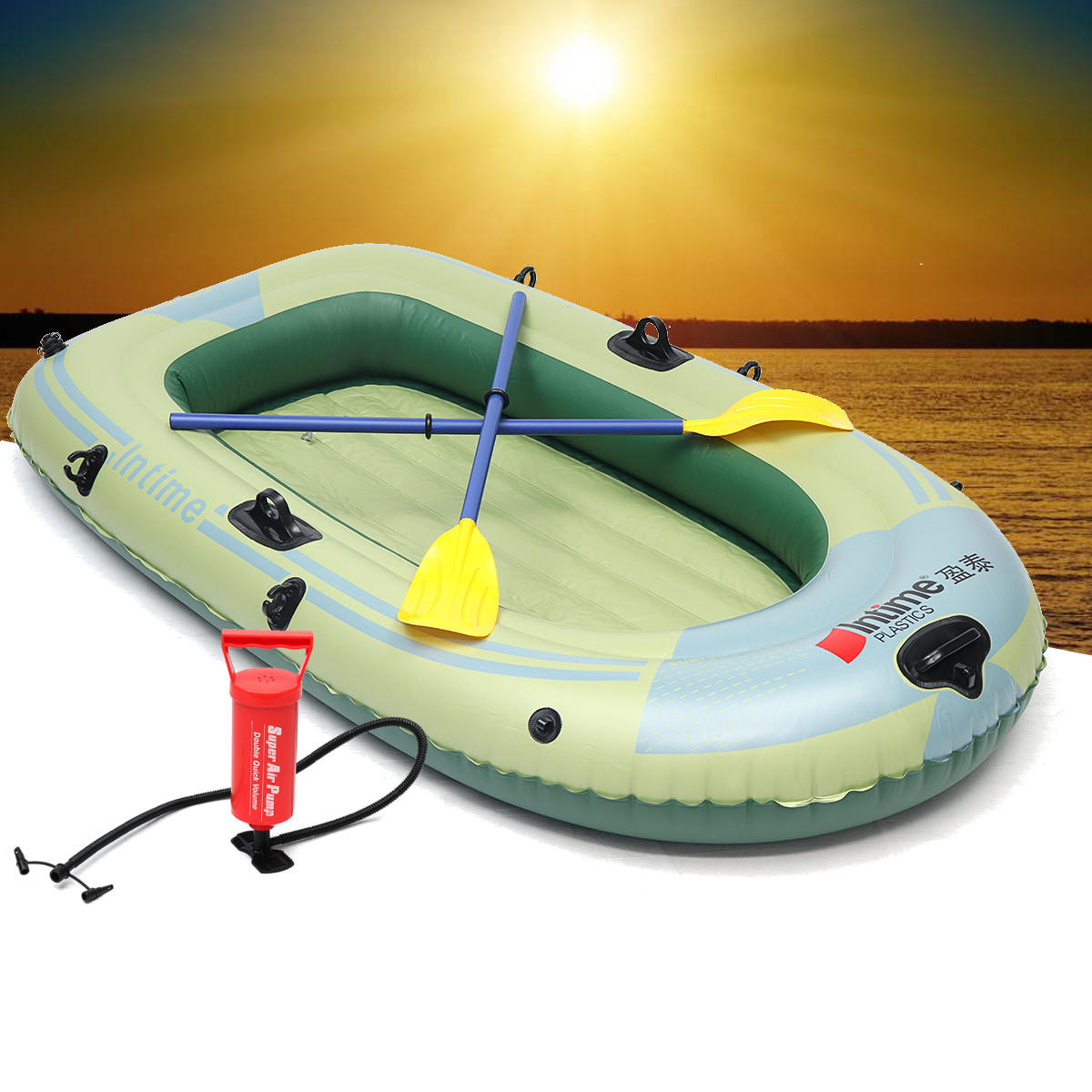 PVC 2/3/4 Person Fishing Swimming Water Sports Inflatable Boat Kayak Canoe Raft 