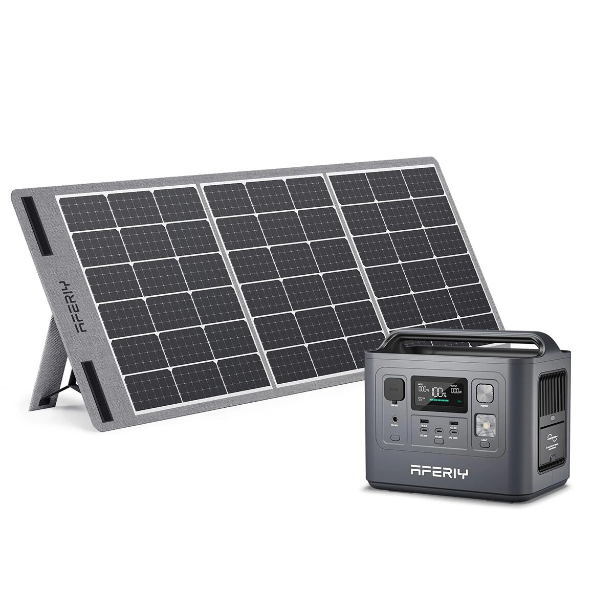 [EU Direct] Aferiy P010 800W 512Wh LiFePO4 Portable Power Station +1* S100 100W Solar Panel UPS Pure Sine Wave Solar Gen