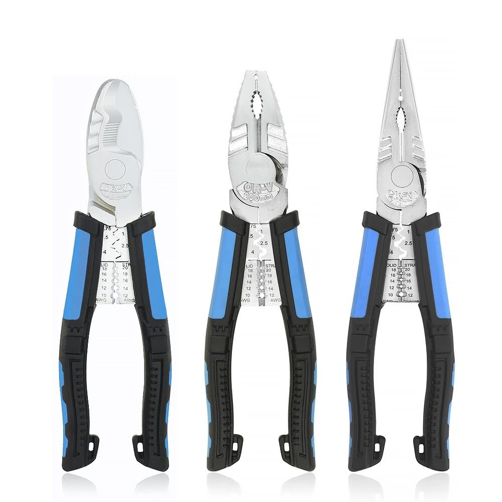 Toolour 8 inch Multitool Langbektang Draadstripper Side Cutters Tang Krimptang Draad Cutter End Snij