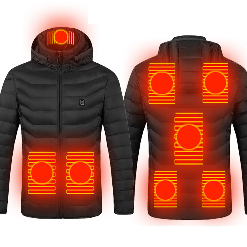 TENGOO8エリアUSB電気加熱ジャケット男性女性冬加熱ウインドブレーカーハイキングサーマル防水ジャケットコートウィンタースポーツ用