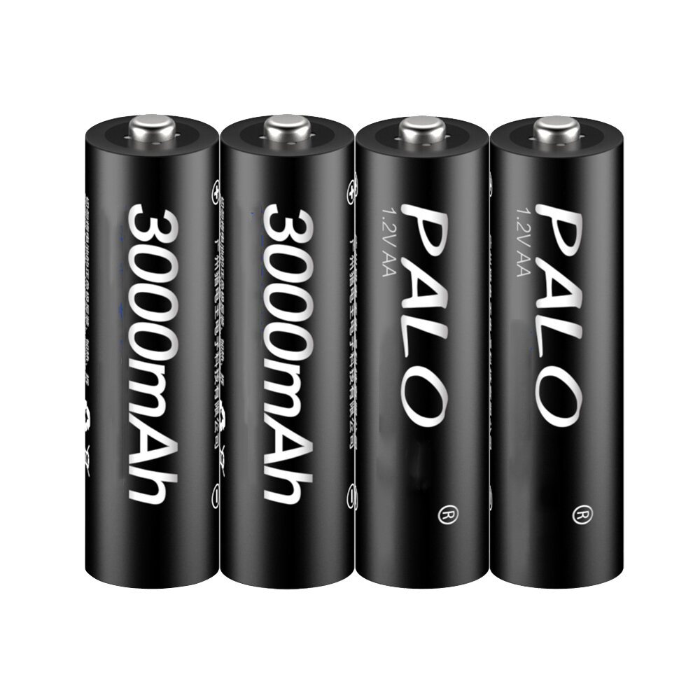 4 stuks AA-batterij USB oplaadbare 1.2V 3000mAh Ni-MH-batterij met opbergdoos