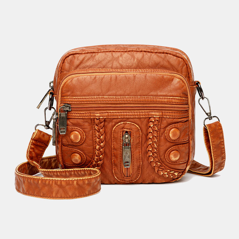 Women Washed PU Leather Large Capacity Retro 6.3 Inch Phone Bag Soft...