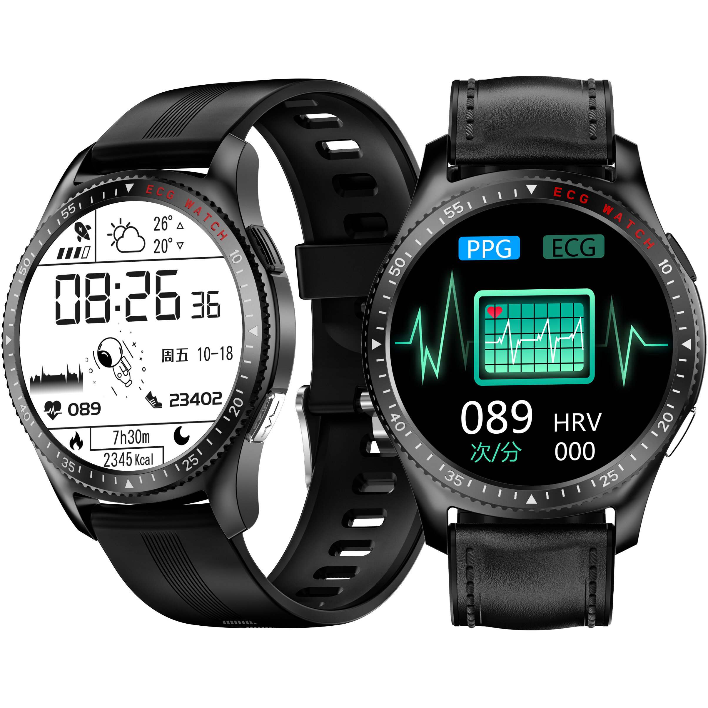 Bakeey es08 1.28 inch full-touch screen ecg+ppg heart rate blood pressure oxygen respiratory rate monitor bt call ip67 waterproof 250mah smart watch