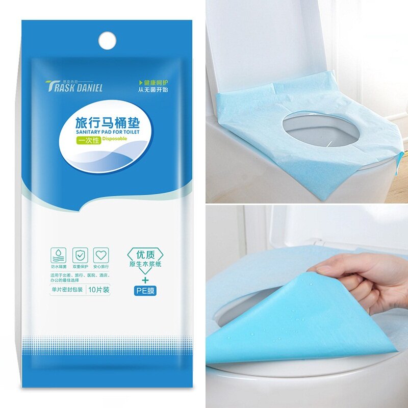 10 Pcs/Pack Disposable Toilet Seat Covers Anti-contact Waterproof Toilet Seat Lid Mat Camping Travel Toilet Pad One Size