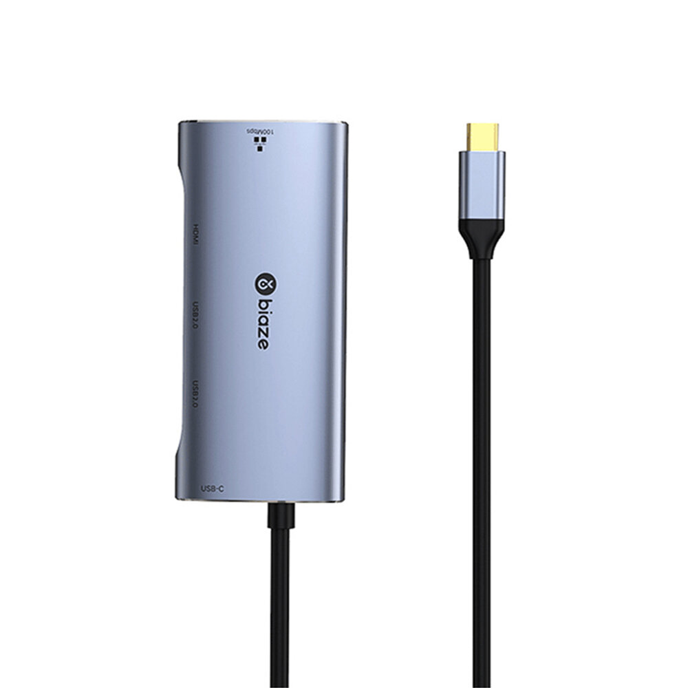 BIAZE KZ21 5-in-1 Type-C Dockingstation USB2.0 Hub 100Mbps HDMI-compatibele 4K HD Projectielijn PD S
