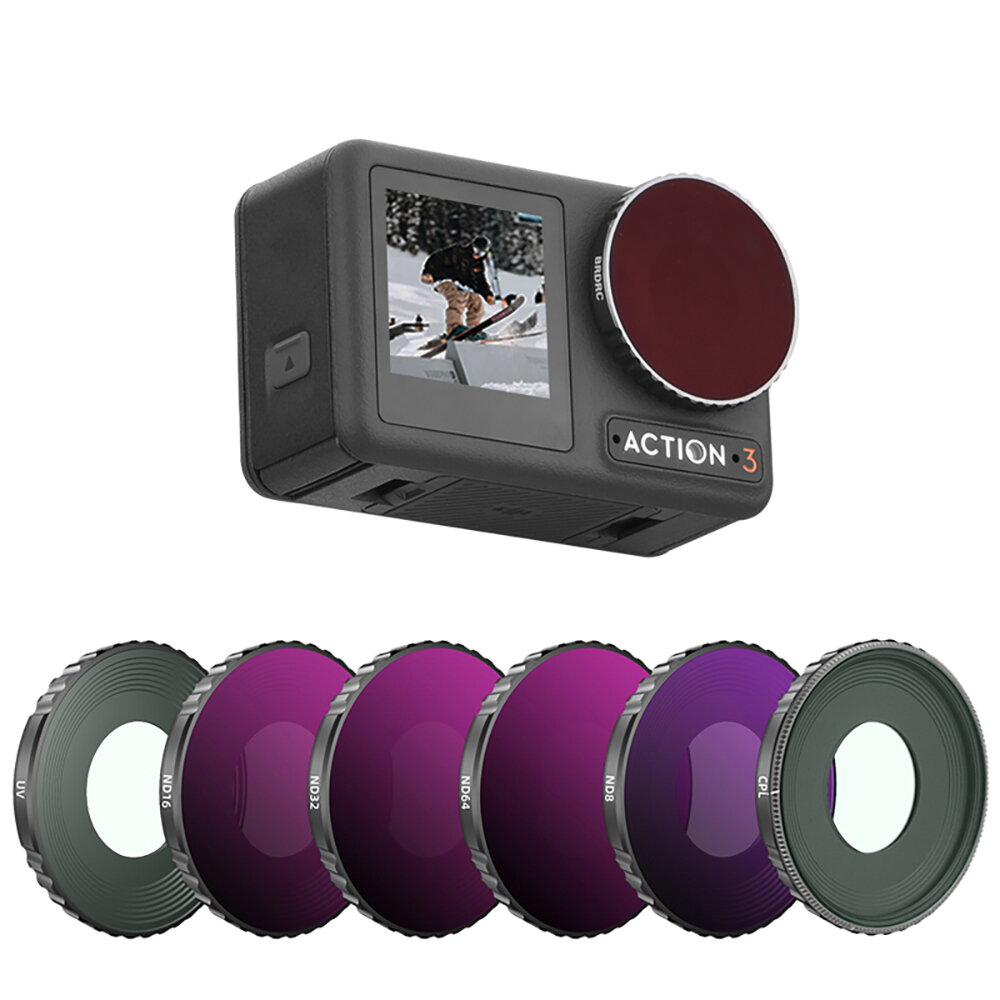 BRDRC Camera Lens Filter Combo UV/CPL/ND8/16/32/64 Filters voor Osmo Action 3