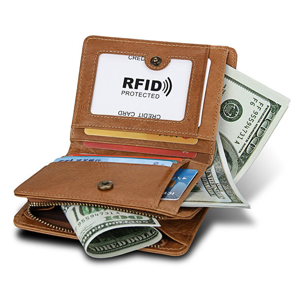 

RFID Blocking Mens Bifold Wallet Genuine Leather Vintage Slim Card Holder Money Bag