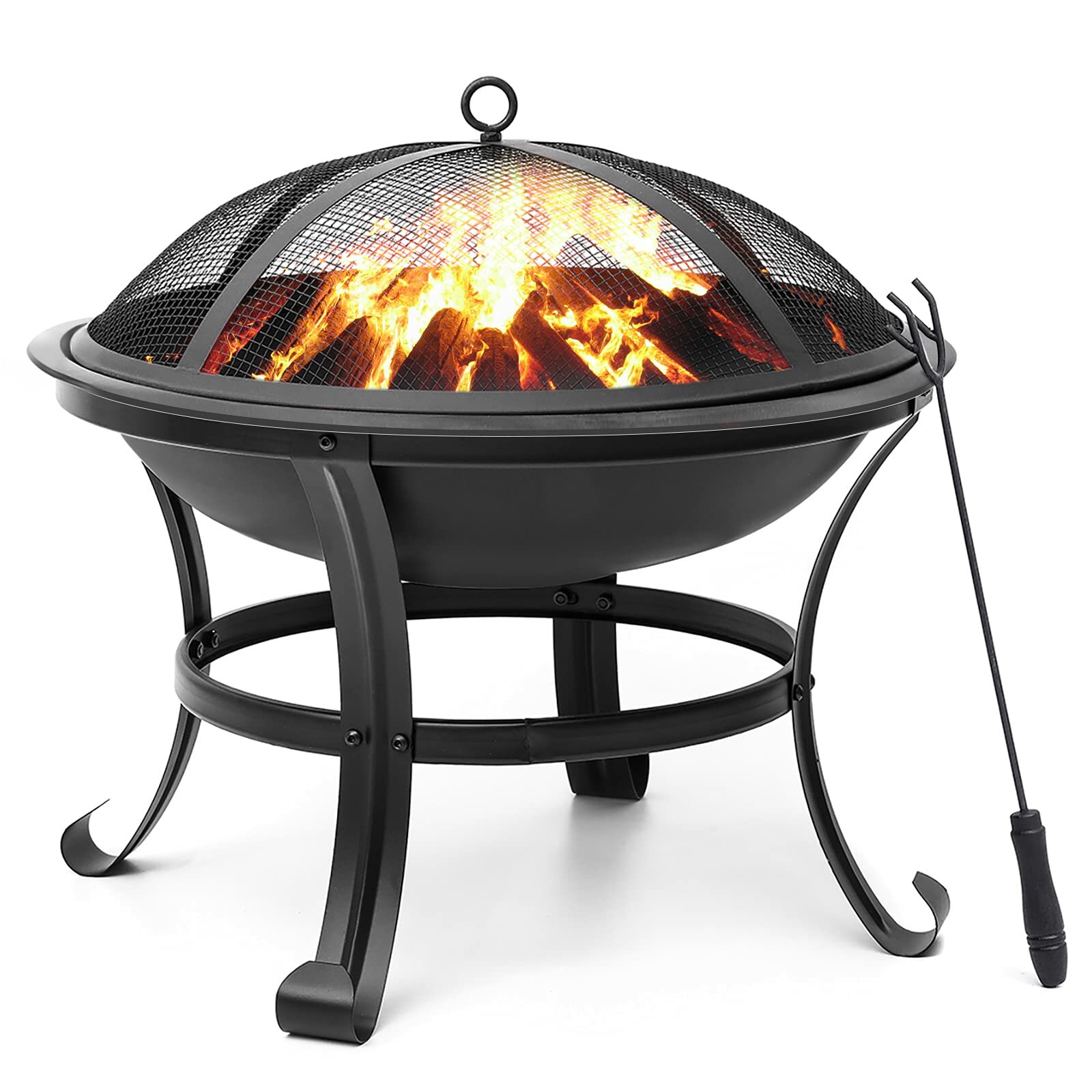 

SINGLYFIRE 22 inch Fire Pit for Outside Outdoor Wood Burning Pit Steel Firepit Bowl BBQ Grill for Patio Camping Backyard