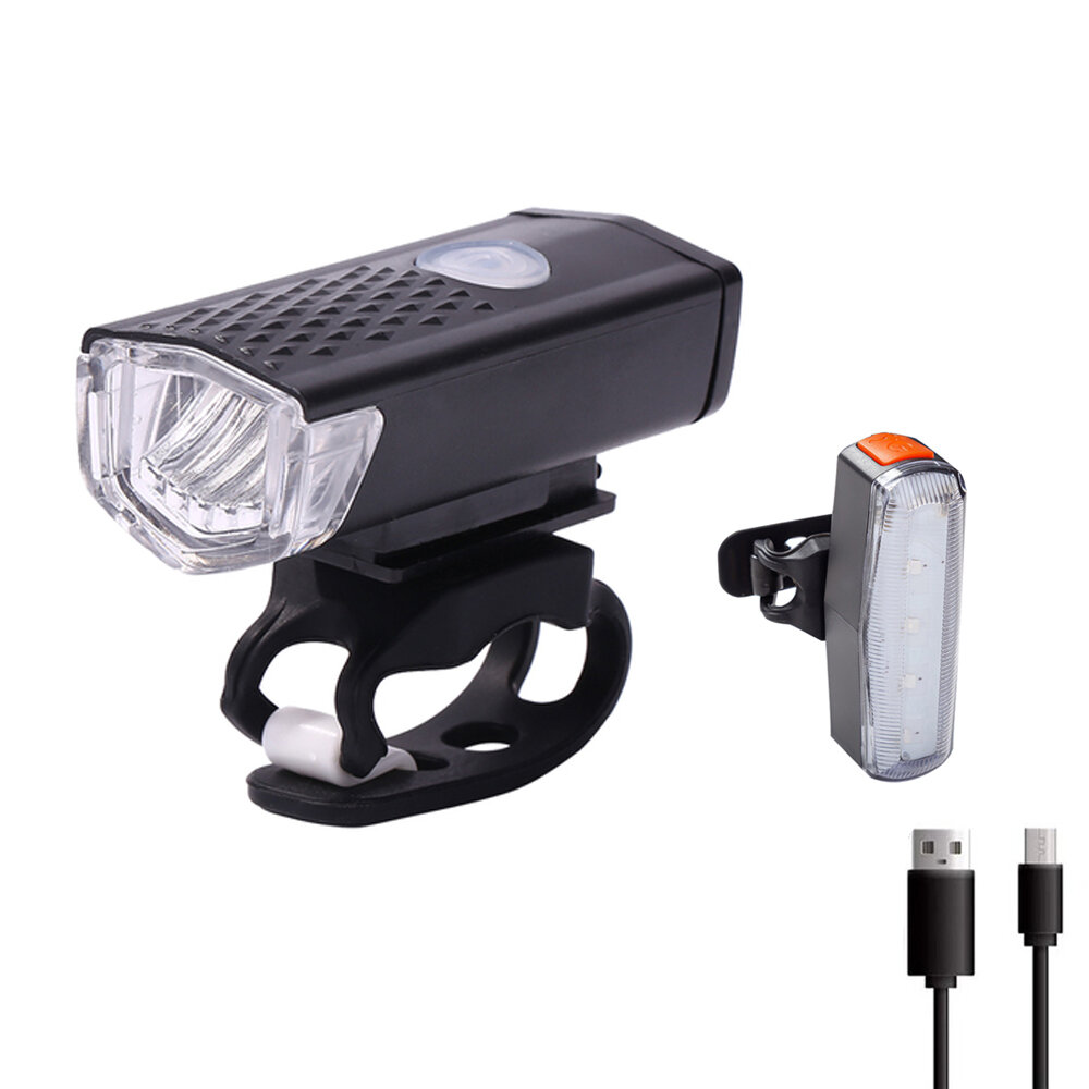 BIKIGHT Bicycle Light Set 300lm 3 Modes Bike Headlight Front Lamp 4 Modes Safety Warning Taillight U