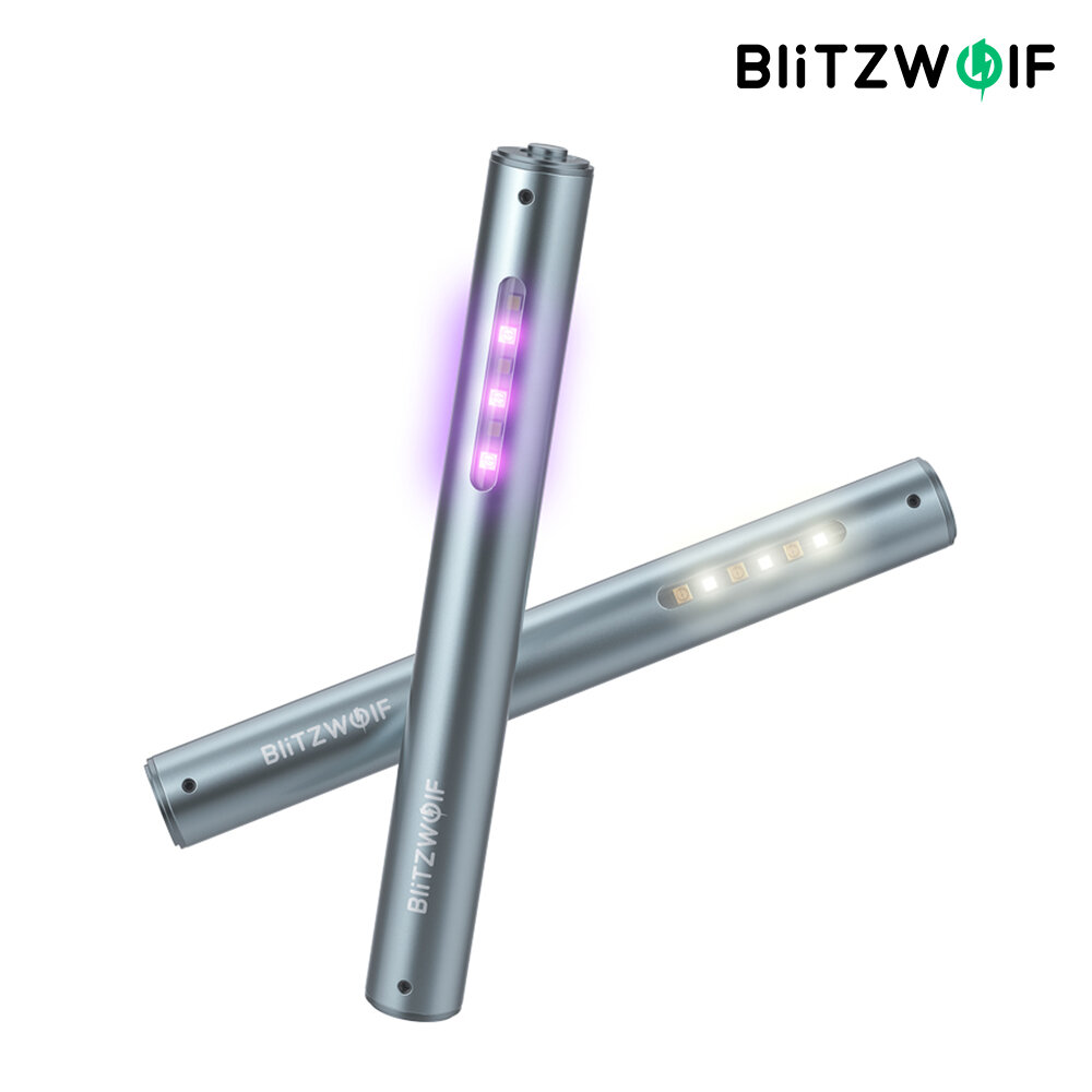BlitzWolf BW-FUN9 UV معقم محمول باليد شحن منزلي أبيض LED مصباح تعقيم 2 في 1 مصباح إضاءة مطهر
