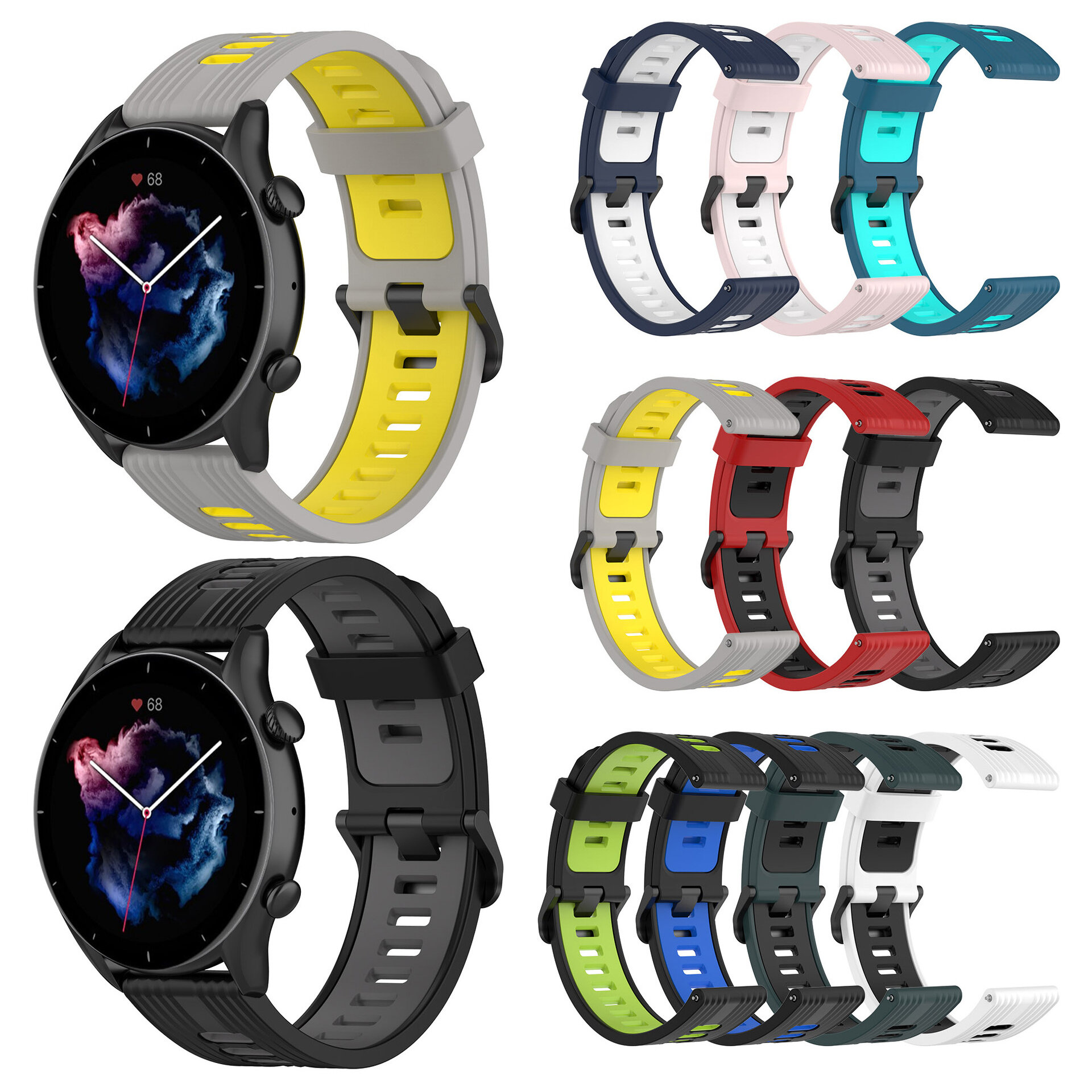 Bakeey 20/22mm Width Comfortable Breathable Sweatproof Soft Silicone Watch Band Strap Replacement for Huami Amazfit GTS3