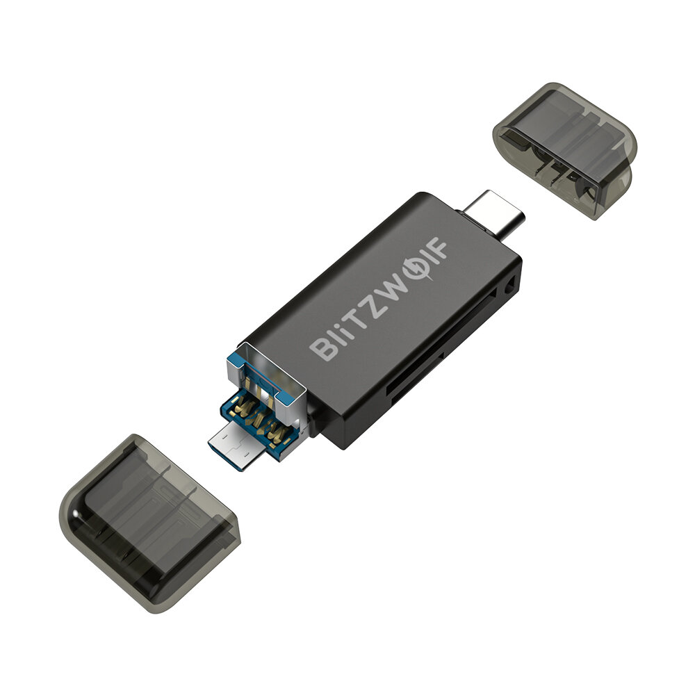 BlitzWolf? BW-CR1 Type-C SD / TF-kaartlezer USB3.0 5Gbps High Speed geheugenkaartlezer voor smartpho