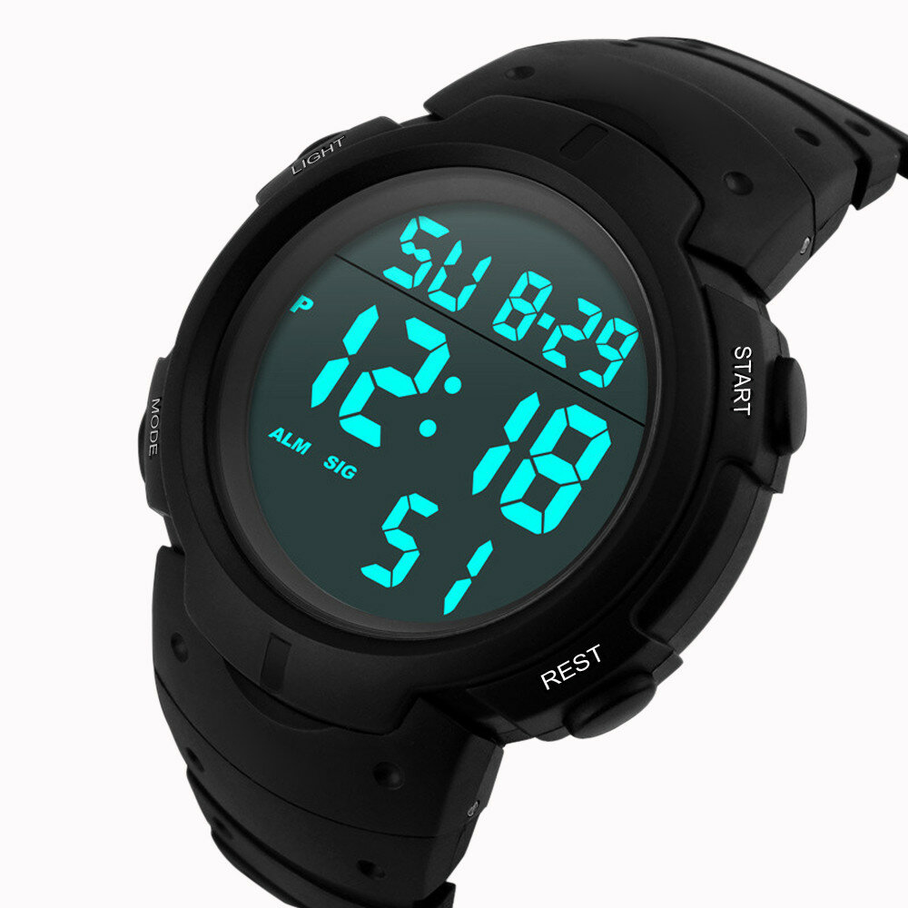 

HONHX 9001 Multifunction 12/24 Hour Date Week Luminous Display Alarm Clock Stopwatch Waterproof Outdoor Digital Watch