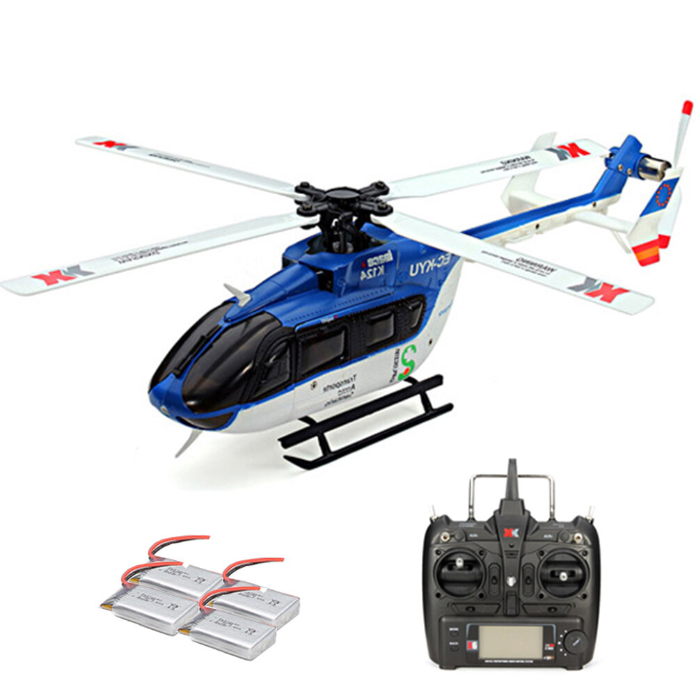 

XK K124 2.4G 6CH Brushless EC145 3D6G System RC Helicopter 4PCS 3.7V 700mAh Lipo Battery Version Compatible With FUTAB-A
