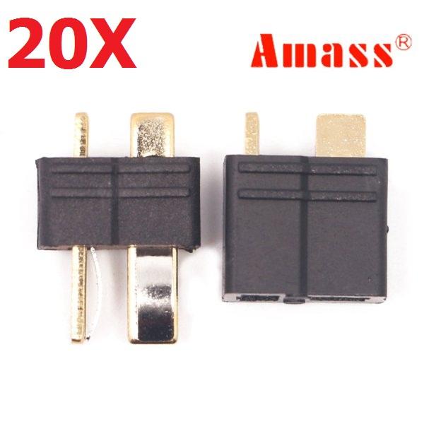 

20 Pair Amass AM-1015B Anti-Slip Black T Plug Connector Male & Female